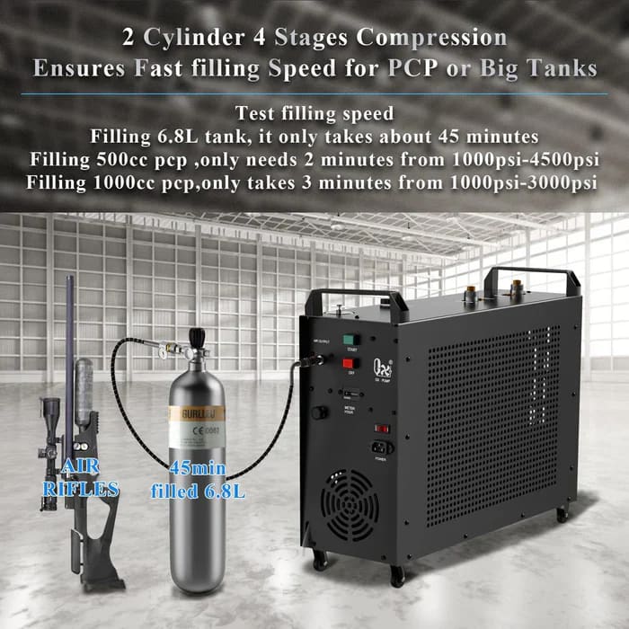 220V HIGH PRESSURE COMPRESSOR - 400 BAR FAN AND WATER