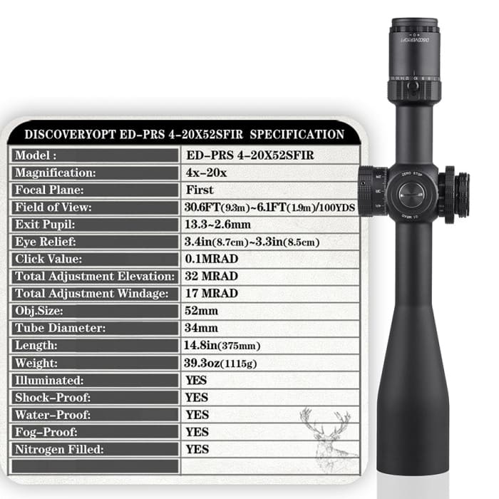 Discovery Scope ED-PRS 4-20x52 SFIR FFP - Scopes