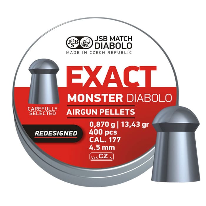 JSB Diabolo Exact Monster Redesigned 4.52mm .177 Cal 13.43 Grain Airgun Pellets