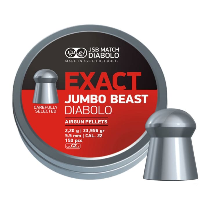 JSB Diabolo Exact Jumbo Beast 5.52mm .22 Cal 33.95 Grain Airgun Pellets