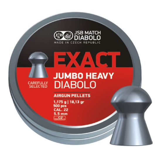 JSB Diabolo Exact Jumbo Heavy 5.52mm .22 Cal 18.13 Grain Airgun Pellets 500 pc