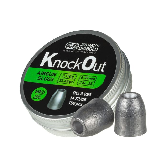 JSB KNOCK OUT AIRGUN SLUGS MKII.25 33.46 GRAIN