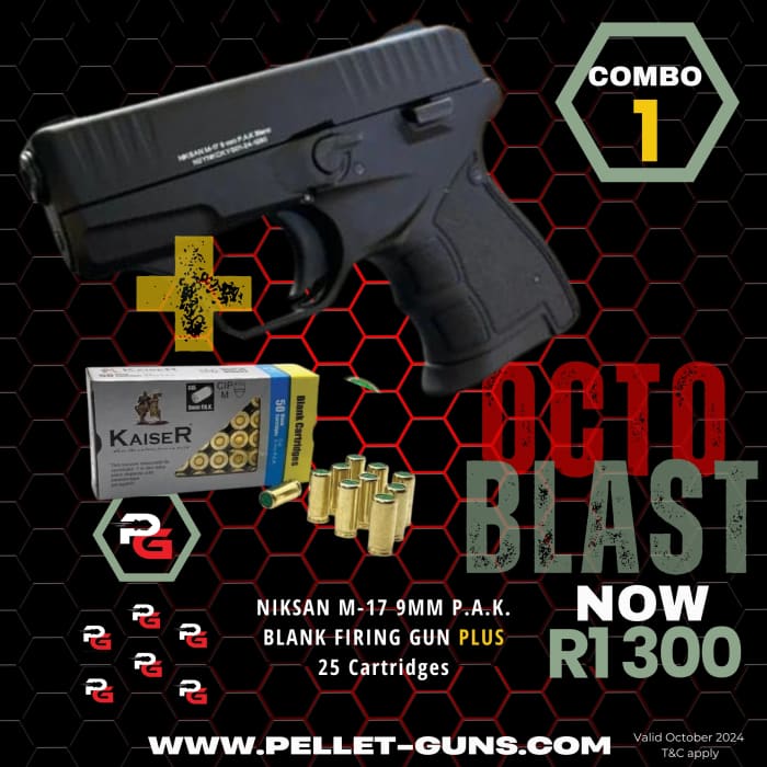 OctoBLAST Combo 1: Niksan M-17 9mm P.A.K. Blank Firing Gun