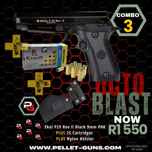 OctoBLAST Combo 3: Ekol P29 Rev ll Black 9mm PAK - Blank