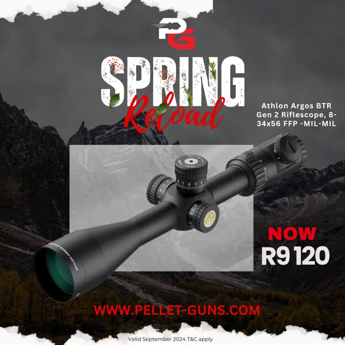 Spring Reload Athlon Argos BTR Gen 2 Riflescope 8-34x56 FFP