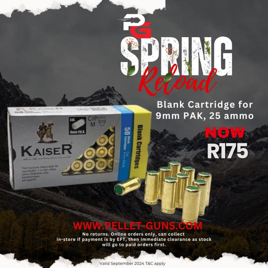 Spring Reload Blank Cartridge for 9mm PAK 25 ammo - Blank