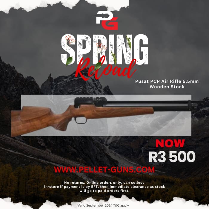 Spring Reload Pusat PCP Air Rifle 5.5mm Wooden Stock