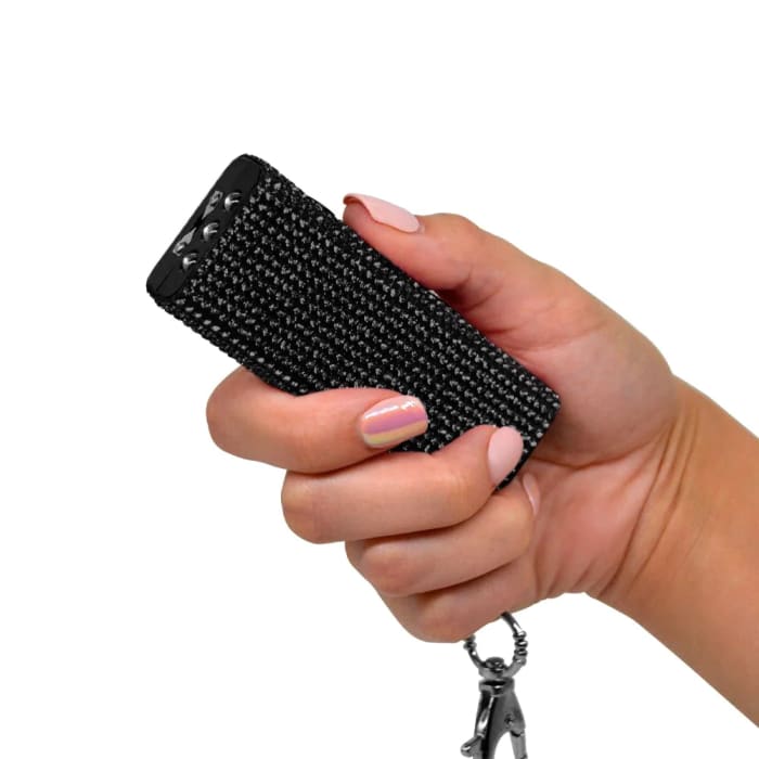 Stun Gun Plus Flashlight With Key Chain - Black -