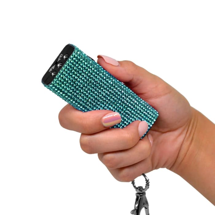 Stun Gun Plus Flashlight With Key Chain - Teal -