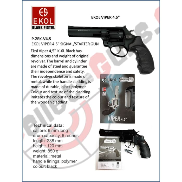 EKOL VIPER 4.5" SIGNAL/STARTER GUN - Pellet-Guns.com