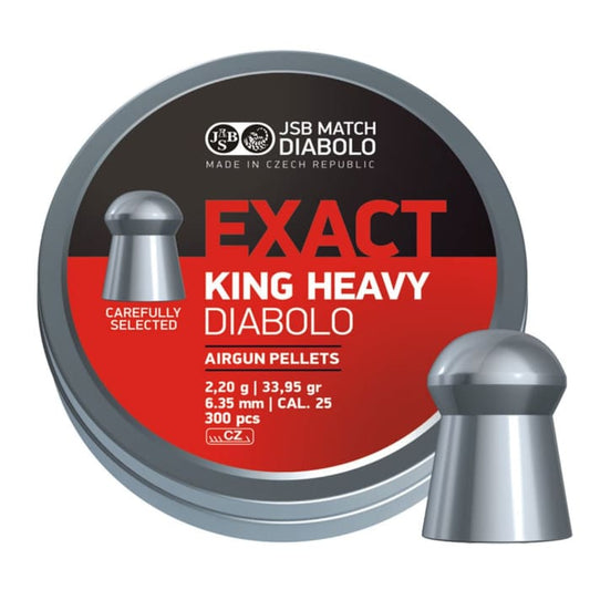 JSB Diabolo Exact King Heavy 6.35mm .25 Cal 33.95 Grain Airgun Pellets