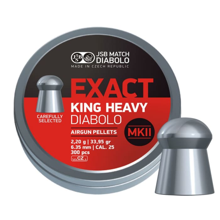 JSB Diabolo Exact King Heavy MKII 6.35mm .25 Cal 33.95 Grain Airgun Pellets