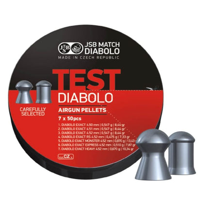 JSB Diabolo Test Packs 5.5mm .22 Cal Airgun Pellets, 350 pc