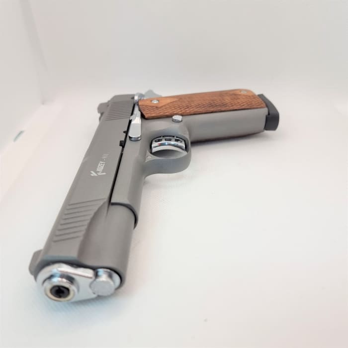 Kuzey 911 Blank Firing Signal Gun - smoked with wooden Grip