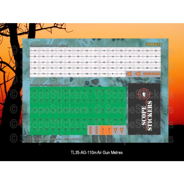 Scope Stickers - Airgun Turret Labels (110 Metres)