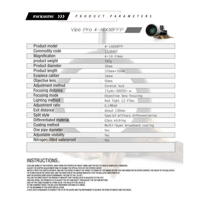 T-EAGLE SCOPE 4-16X50FFP VIPER